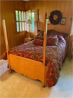 Antique Queen Ann cherry headboard footboard bed