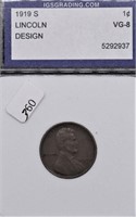 1919 S IGS VG8 LINCOLN CENT