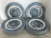 (15) CURRIER & IVES OLD GRIST MILL DINNER PLATES