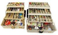 TACKLE BOXES FULL OF FISHING SUPPLIES