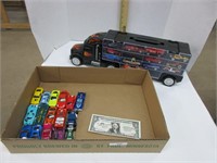 Collection of toy cars in case