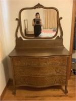 Antique Tiger oak dresser with mirror