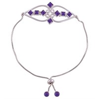 Sterling Silver Adjustable Amethyst Bracelet