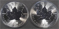 (2) 1 OZ .999 SILVER 2024 CANADIAN MAPLE ROUNDS