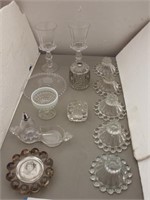 Pretty Glassware: (5) Clear Glass Candle Holders,