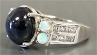 Sterling silver ring set with synthetic stone