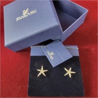 Swarovski Crystal Starfish Earrings - new in box