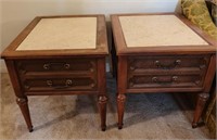 Pair of Marble Like Top End Tables