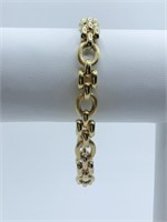 14K ITALY GOLD - 7" L BRACELET UNUSUAL DOUBLE