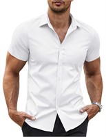 COOFANDY Men s Button Down Shirt Short Sleeve