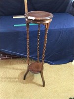Antique walnut plant stand 40 in tall - twisted