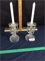 Pair crystal candle stands
