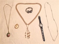 Group Lot of Jewelry - 3 Necklaces, a watch,