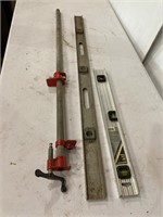 Pipe clamp and 24” and 48” levels.