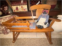 ANTIQUE MAMMY BENCH WITH DOLL