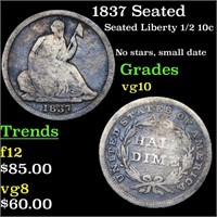 1837 Seated Seated Liberty 1/2 10c Grades vg+