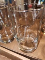 9 PC. GLASS WATER SET ETCHED INITIAL V