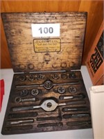 OLDER SERVISTEEL TAP & DIE SET IN WOOD CASE