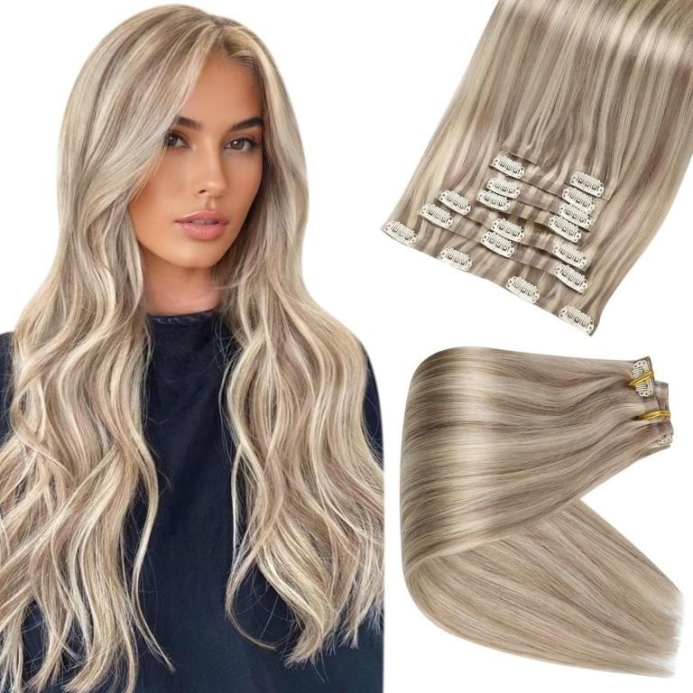 $86 Full Shine Clip in Hair Extensions Ash Blonde