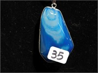 Blue Lace Agate Pendant w/9" drop - 21mm x 13mm -