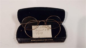 Antique glasses in case