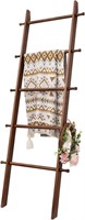Blanket Ladder  5-Tier Wooden Quilt Stand  Brown