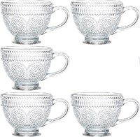 Kingrol Glass Coffee Mugs Set of 5, 12.5 oz Romant