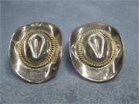 S.S. Vtg Mexico Hallmarked Cowboy Hat Earrings