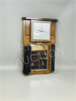 vintage oak hall mirror, barometer & brush set