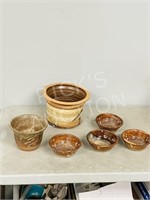 5 pc assorted pottery planters