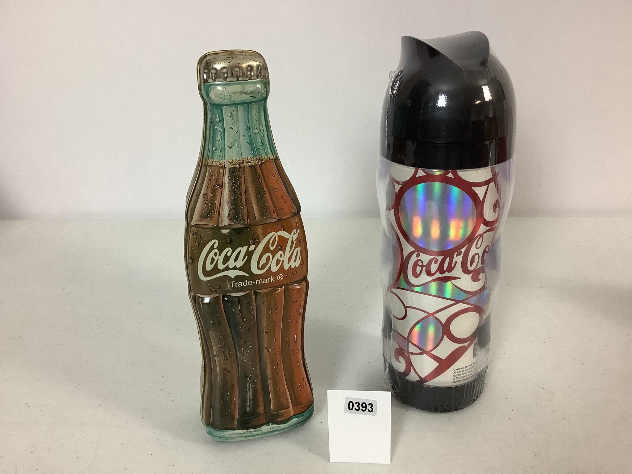 COCA-COLA TIN (10") & TRAVEL MUB/TUMBLER (10 1/2")