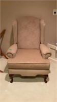 Tan suede wing  chair