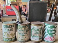 Vintage Lot of 4 Quaker State Motor Oil Cans