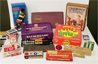 Various board games. Twixt, Scrabble, Dominos,