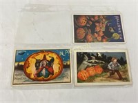 (3) EARLY HALLOWEEN LANTERNS/WITCHES POSTCARDS