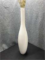 35” white glass vase