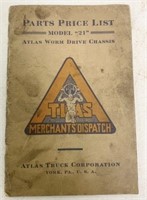 Atlas Model 21 Parts Price List Booklet