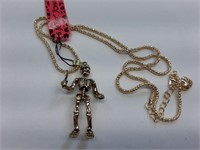 PIRATE THEMES GOLD TONE ARMED SKELETON ON CHAIN