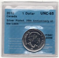 2012 Canada Silver Plated Loon Dollar