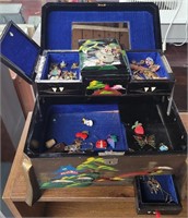 Asian Jewelry Box with Contents