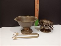 Brass Lotus, Tongs and Bowl 3