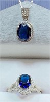 Oval Sapphire Pendant + Infinity Ring Size 7.5