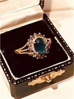 Estate Ring .75 ct Sapphire Blue stone stamped