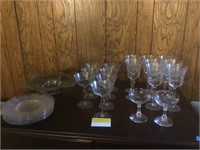Collection of Vintage Etched Stemware & Glass