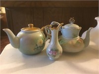 2 Handpainted Teapots and Pitcher