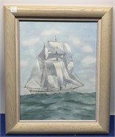 Watercolor Sailboat , Signed ,Framed 18.5 x 22.5