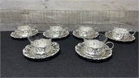 6 Silver Plated Cups & Saucers