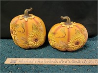 Set of 2 Pumpkins with Sunflowers Fall Decor