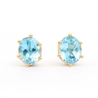 Plated 18KT Yellow Gold 5.50ctw Blue Topaz Earring