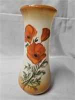 CALIFORNIA POPPY PAINTED VASE 8.5"